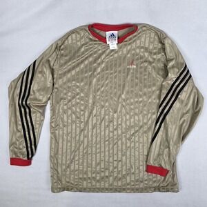 Vintage 90s Adidas Soccer Jersey Shirt Mens XL Gold Red Long Sleeve Goalkeeper